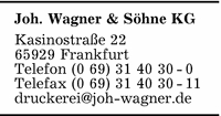 Wagner & Shne KG, Joh.