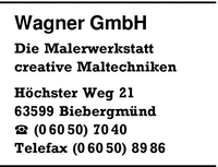 Wagner GmbH, Die Malerwerkstatt