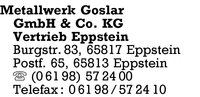 Metallwerk Goslar GmbH & Co. KG Vertrieb Eppstein