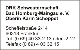 DRK Schwesternschaft Bad Homburg-Maingau e.V. in Frankfurt Oberin Karin Schoppet
