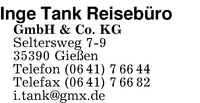 Tank Reisebro GmbH & Co. KG, Inge