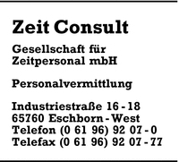 Zeit Consult Gesellschaft fr Zeitpersonal mbH