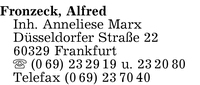 Fronzeck Inhaber Anneliese Marx, Alfred
